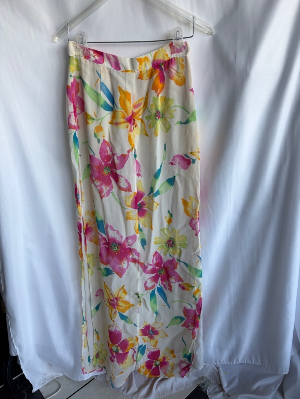 Cache Floral Palazzo Illusion Panels Flair Pant, Vtg sz 6, 31” inseam